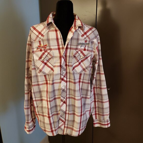 Budweiser Cowboys Bar Bluenotes Shirt, size Med - Picture 6 of 6